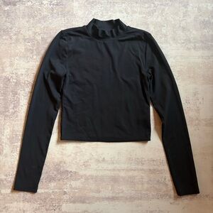 Aritzia Babaton Black Contour Mock Neck Long Sleeve Top Size Medium